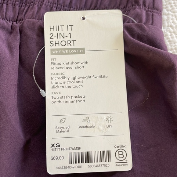 NWT Athleta HIIT 2-in-1 short size xs - Picture 2 of 2